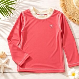 Mon Coeur Rash Guard 12-18M Coral Pink UPF 50+ Long Sleeve‎ NWT Swim Top Beach